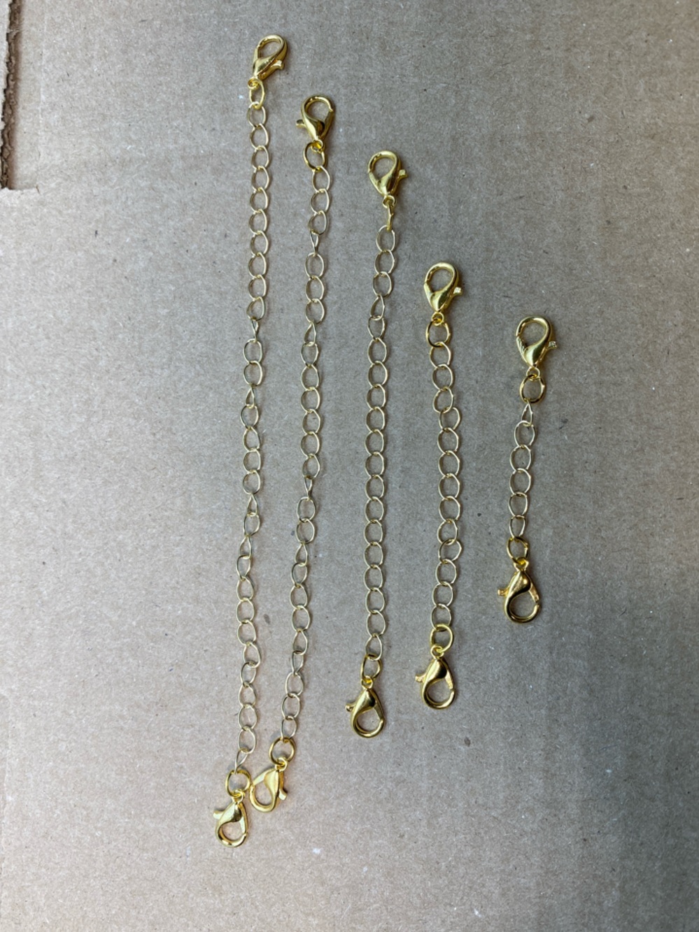 5 pk Gold Necklace Extension Chains with Lobster Clasps - Adjustable Length - Picture 3 of 4